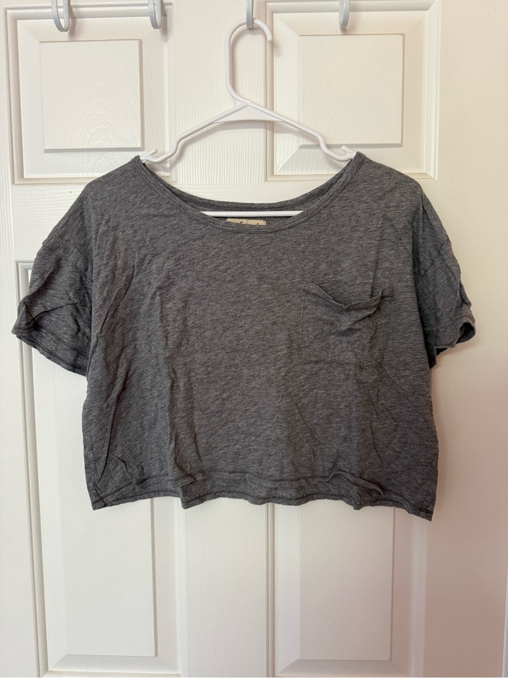 Hollister Gray Cropped Pocket Tee